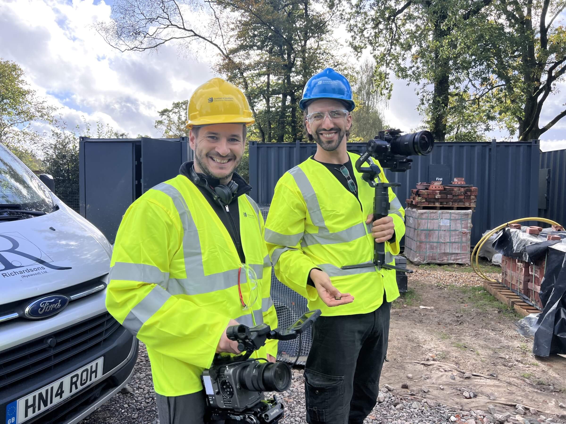 Matt and Mehdi on film set