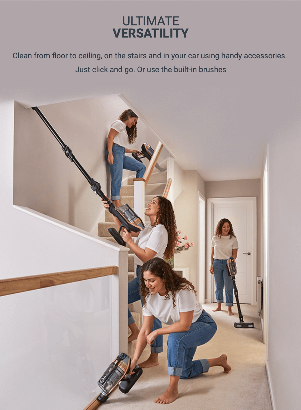 Montage of Woman Using Tefal Hoover